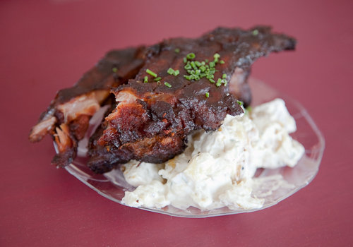 Austin Wine Festival 2009 - Jasper's rack of ribs and potato salad Austin Wine Festival 2009 - Jasper's rack of ribs and potato salad