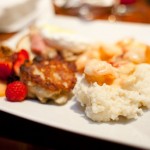 Shrimp and Grits, Crabcake, and some fruity goodness
