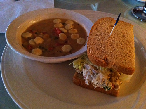 Chicken Salad Sandwich and Clam Chowder Soup - Road Creek Cafe